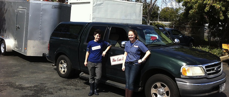 Founders, Jenn Coyle and Lindsey Herrema, with The Can Van truck and trailer
