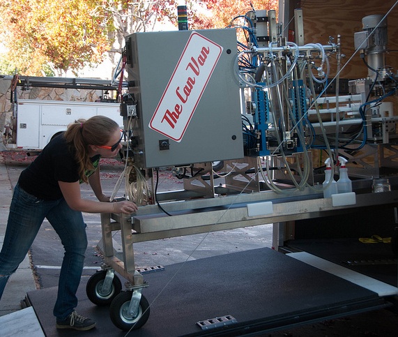 Jenn loading the canning line