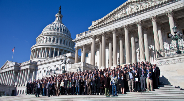 Hundreds of Small Brewers climb capitol hill during the 2013 Craft Brewers Confrence