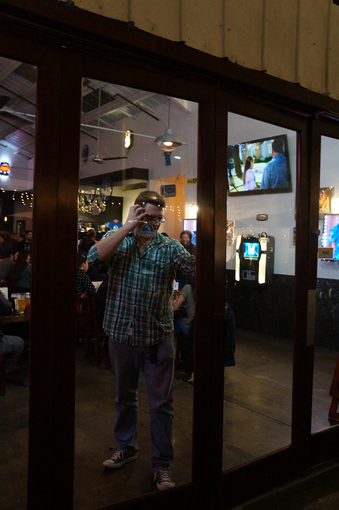 It's fun to sit on the patio during winter months and watch people try to figure out how to open the false door in the retractable bay doors.