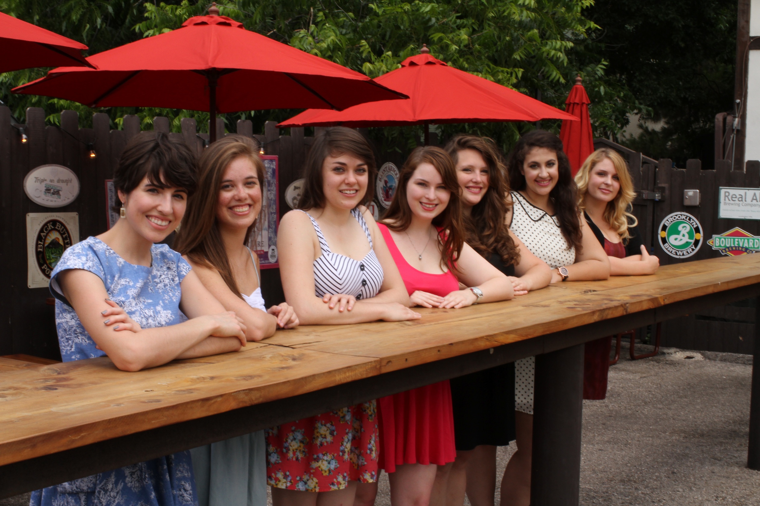 The Bitch Beer girls. From the left - Kat McCullough, Ariana Auber, Holly Aker, Wendy Cawthon, Shaun Martin, Sarah Wood, and Caroline Wallace. Credit M. Balaa
