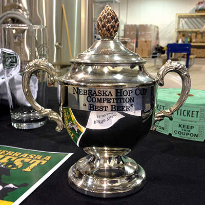 Hop Cup traveling trophy awarded to Empyrean Brewing for their Prairie Song Pale Ale