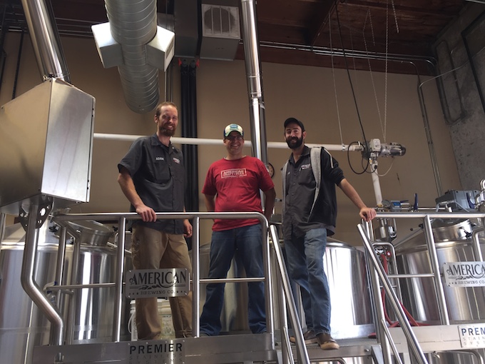 American Brewings's Adam Frantz, ACB's Matt Lyman, and American's Joe Selbert.