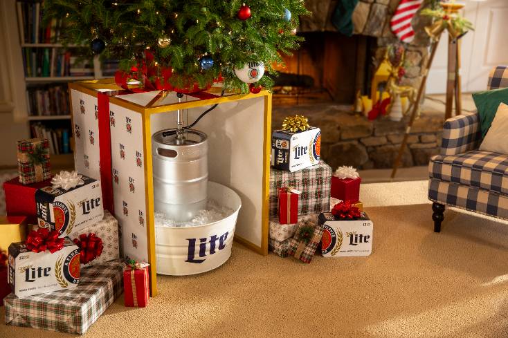 , Miller Lite Beer Introduces Festive Christmas Tree Keg Stand