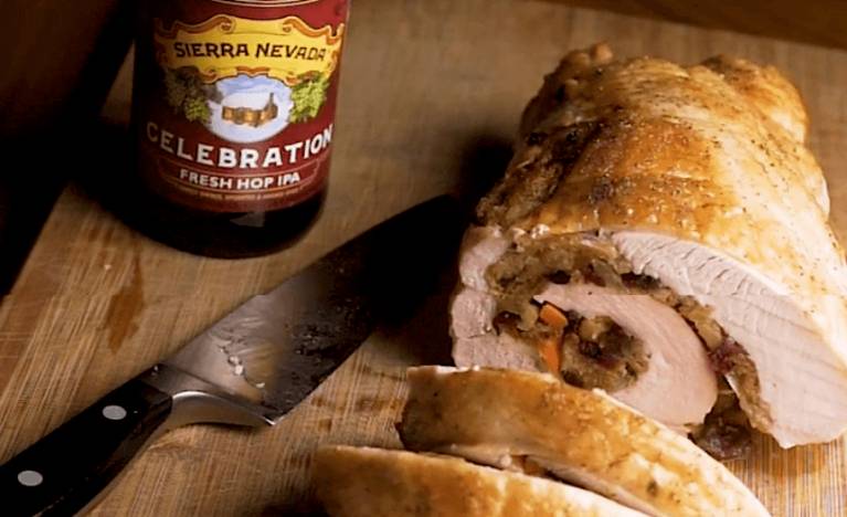 , Cooking With Beer – Celebration IPA Stuffed Turkey Breast