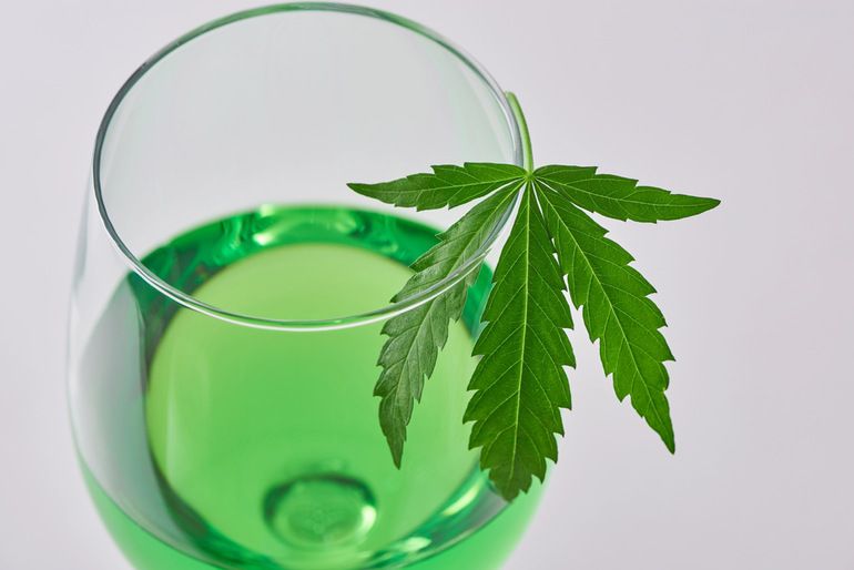 A glass of THC-infused drink