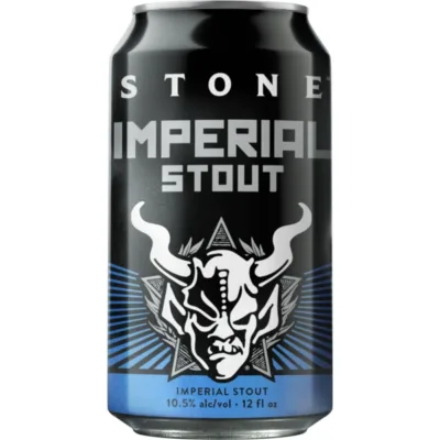 A can of Stone Imperial Stout.