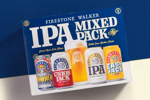 A 12-can Firestone Walker IPA Mixed Pack featuring four different beers: Diesel Vader, Union Jack, Firestone IPA, and Easy Jack.