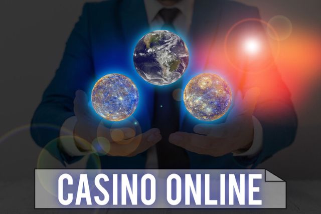 Casino logo with a man holding a globe representing app-based gambling access for beer lovers and casino enthusiasts.