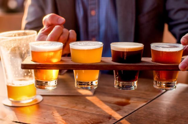 A variety of popular beer types, including lager, IPA, wheat beer, and stout, are presented as options commonly enjoyed in casino settings.