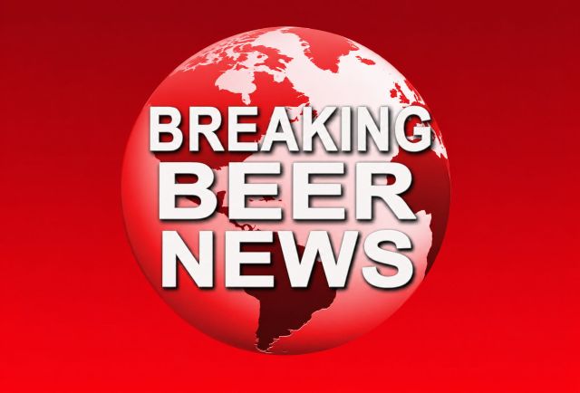 “Breaking Beer News” in bold white lettering over a red and white globe against a red background.