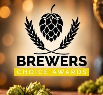 Brewers Choice Awards logo with hops and barley against a warm brewery backdrop.
